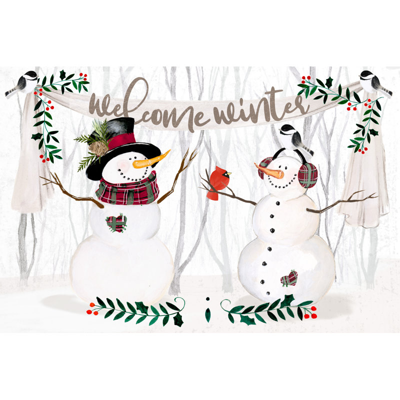 Impression sur toile tendue « folk Snowman Forest collection A » par Jennifer Paxton Parker, H 32 po x l 48 po