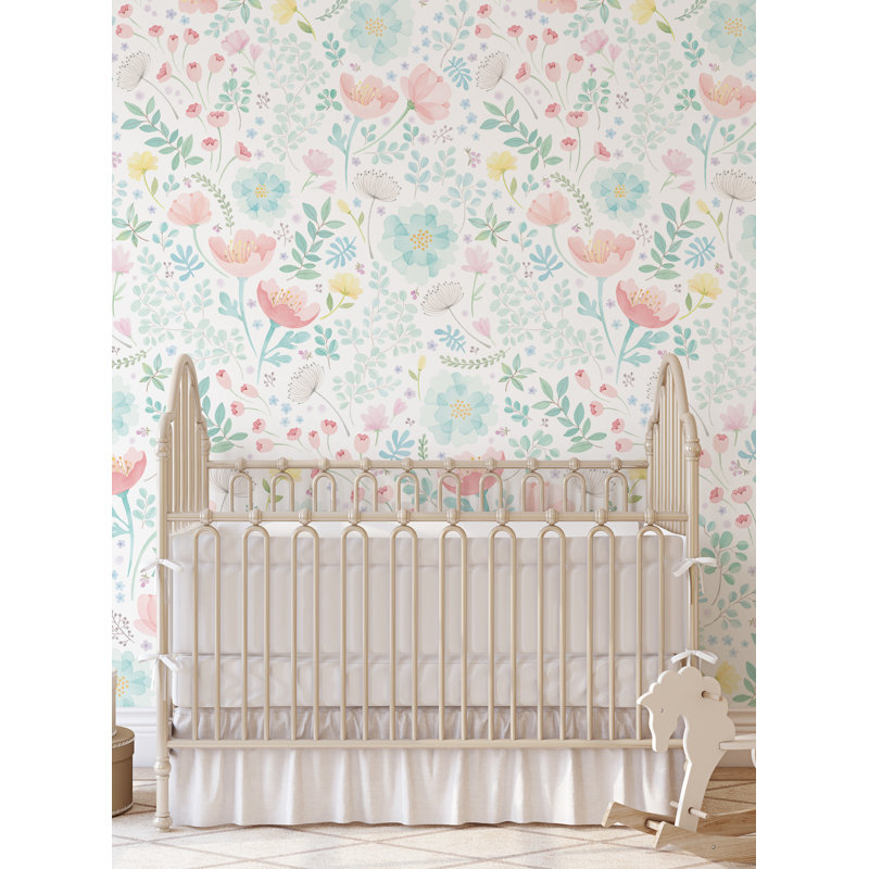 Panneau de papier peint texturé Lima Whimsy, L 96 po x l 48 po, Corail / menthe
