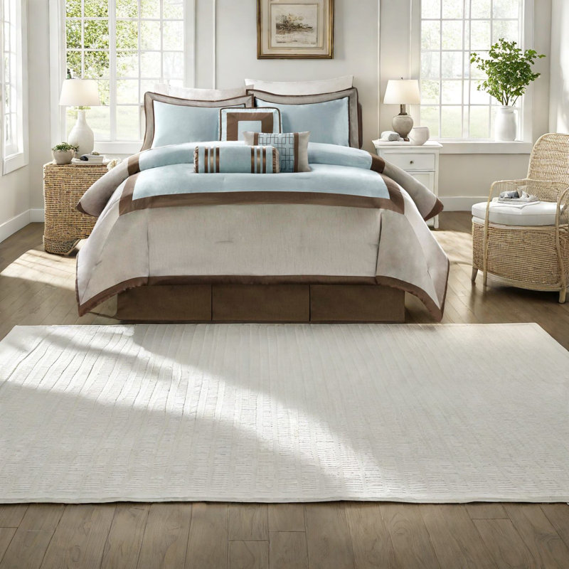 Ensemble de literie de qualité supérieure 7 pièces de style hôtelier en polyester bleu pour la maison