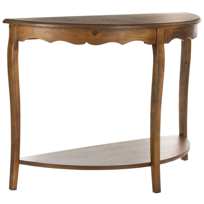 Christina Firewood Pine Console Table - 48'' W French Style Half Moon Entry Table with Cabriole Legs, Brown