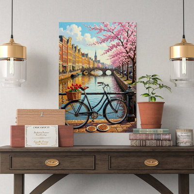 Canvas Wall Art Amsterdam Wall Art, Netherlands Canal Art Print-2 Vintage Poster Print Home Decor