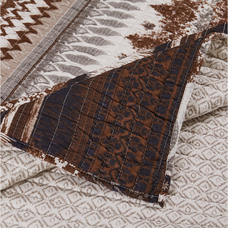 King Pink Cotton Reversible Boho-Chic Quilt Set