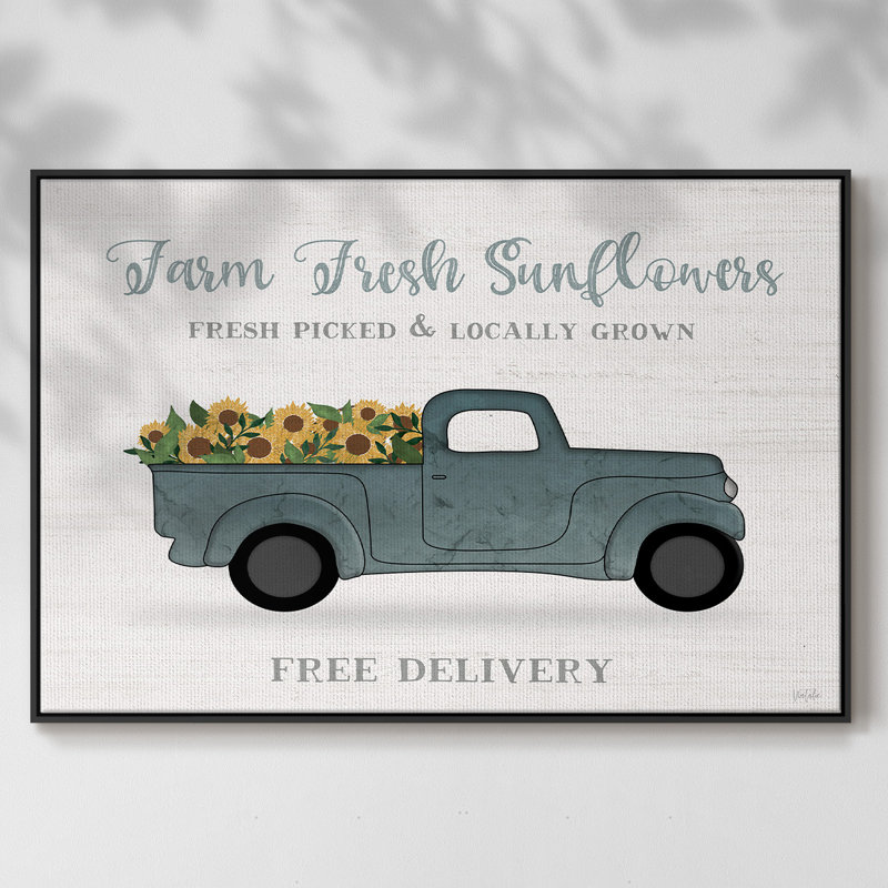Camion Farmers Market, Toile encadrée noire, H 17 po x l 25 po x P 2 po