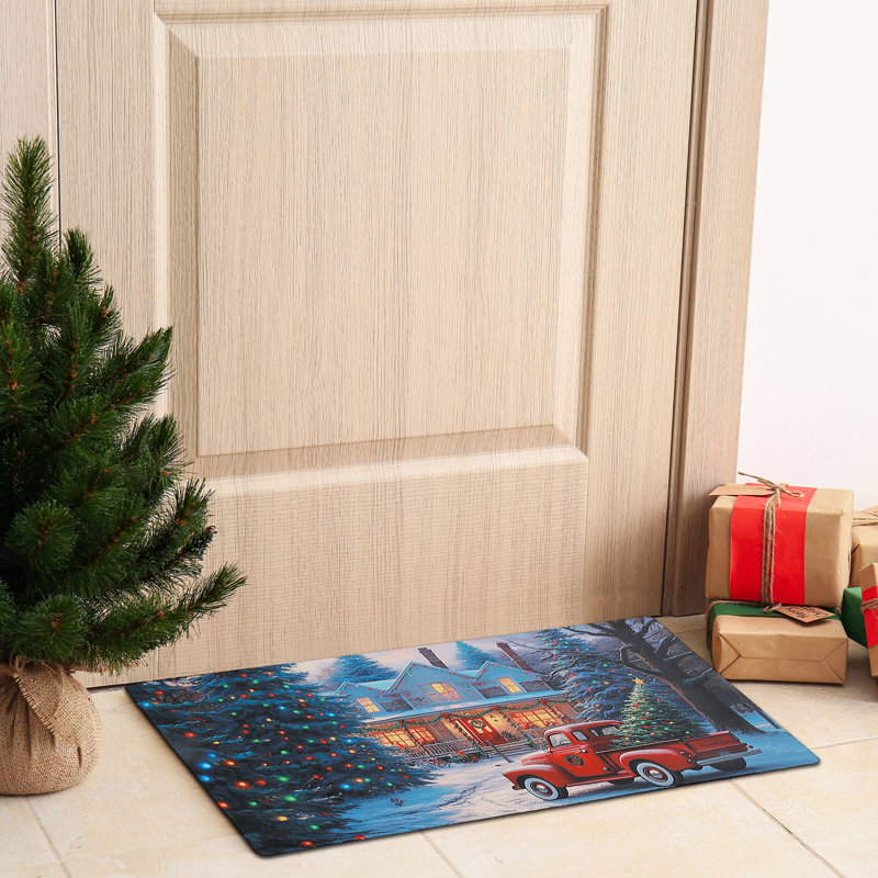 Tapis imprimé en caoutchouc (camion rouge avec arbre)