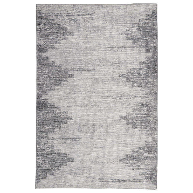 Power Loomed Polyester Diamond Border Rug, Rectangle 5' x 7'6"