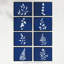 White on Cobalt Blue Foliage Simple Watercolour Leaf Botanical 8 Piece Wall Art-88622472