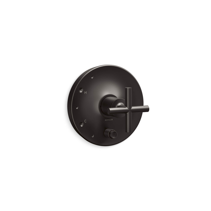 Garniture de valve Purist Rite-Temp avec inverseur à bouton-poussoir et poignée en croix