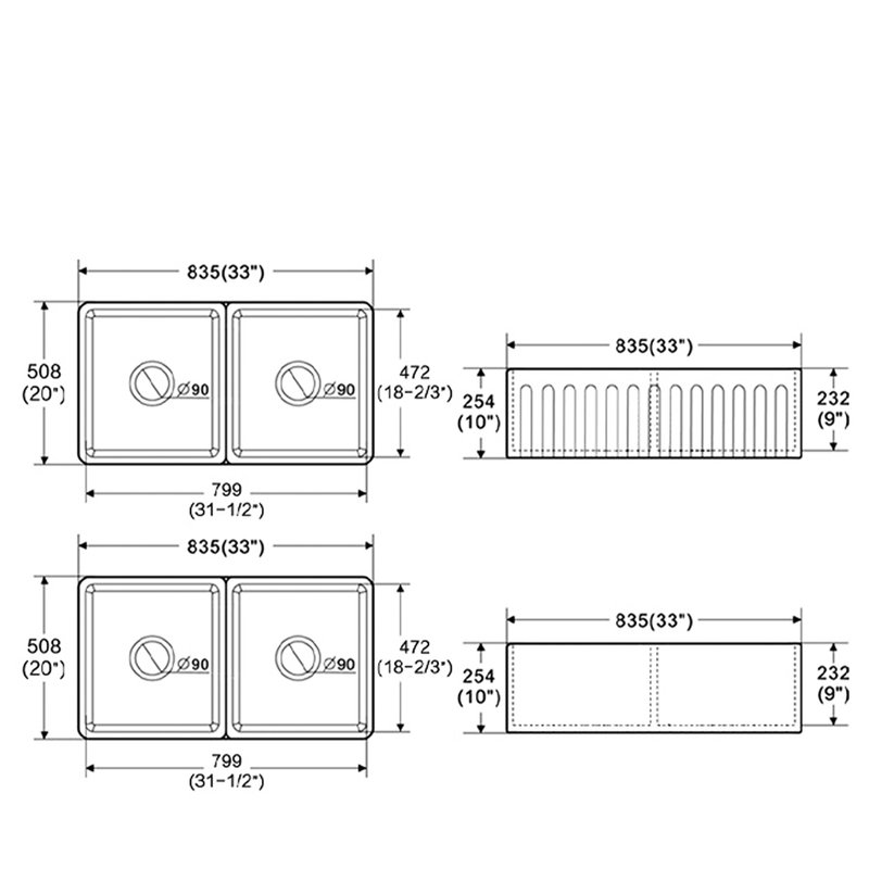 33" L X 20" W Sink - Heat , Stain Scratch Rust 23.6 In Package Width With Grid And Strainer 33"X20" Double Basin Kitchen Fine Quality