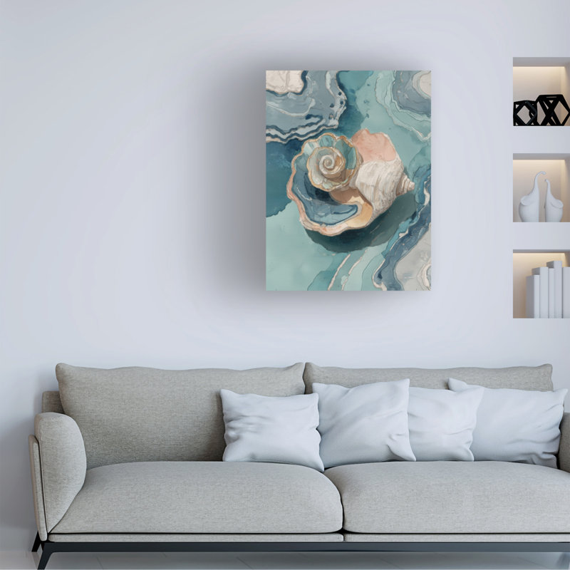 Art mural sur toile tendue - art mural Paula Freeman «Coastal Echos IV» pour le salon, la chambre à coucher ou le bureau - 35 x 47
