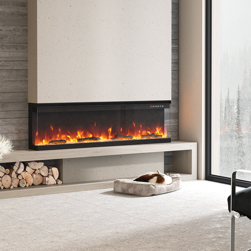 Flores 50inch Recessed/Freestanding Electric Fireplace, 43.9cm H x 152.4cm W x 19.9cm D