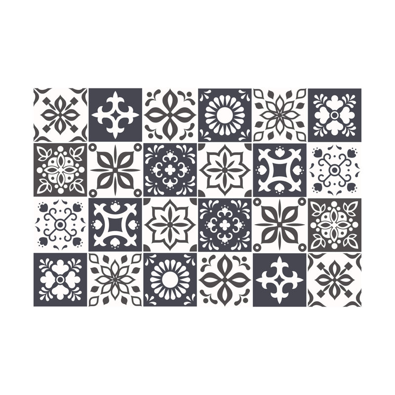 Stewie Marjorelle Moroccan Wall Tile Sticker Set - 15 cm x 15 cm, Black/White