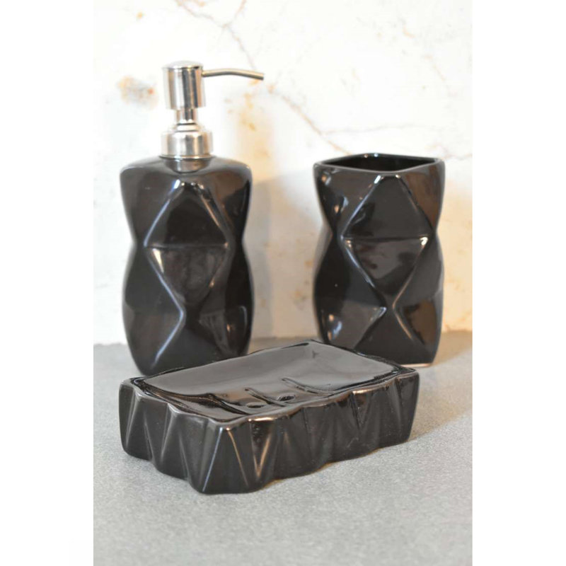 Sindri Black Bathroom Set Of 3