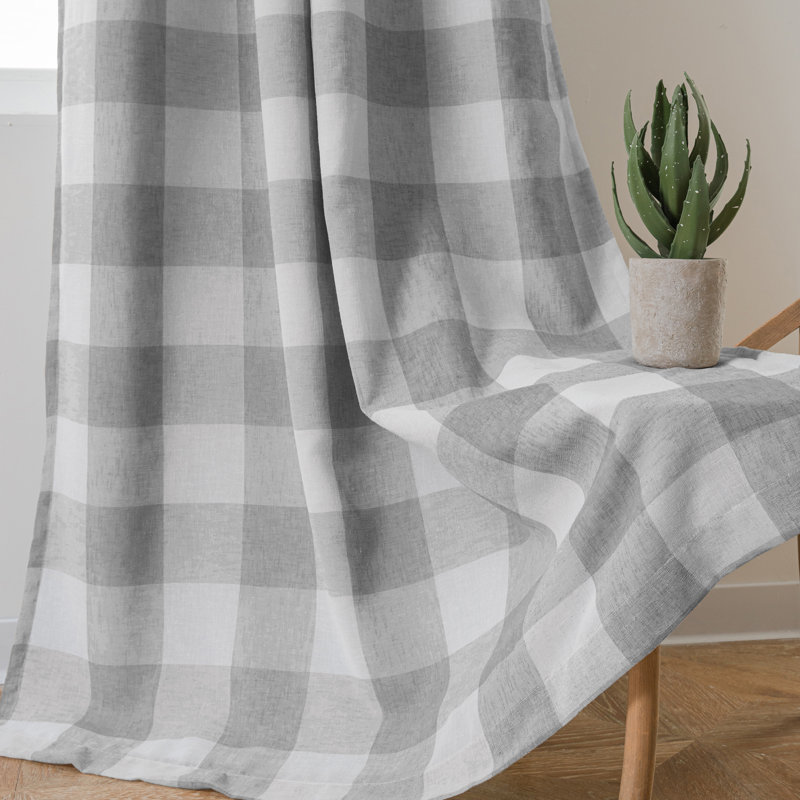 Adamantini Plaid Blackout Thermal Grommet Curtain Panels, Gray, 52" W x 84" L