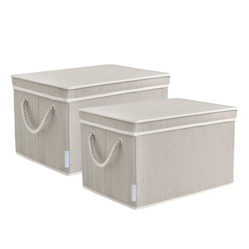 Bac de rangement pliable pour organisation avec couvercle, argile, 34 L, paquet de 2, Brun