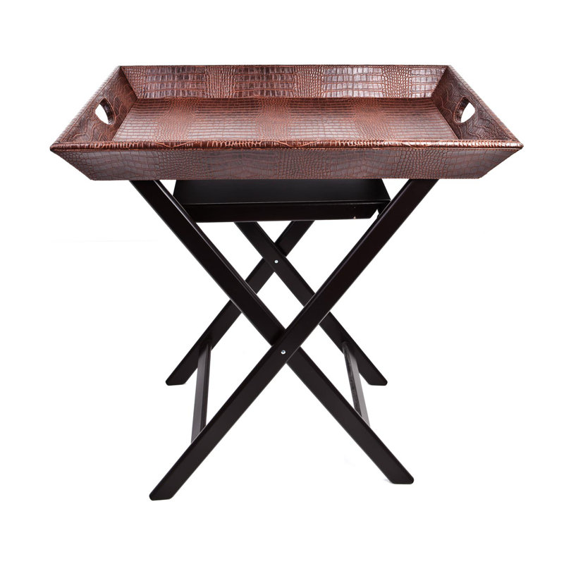Milpitas Tray Top Cross Legs End Table, Tan