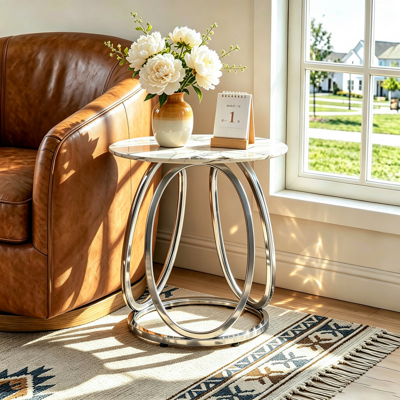 End Table, Silver, Calacatta Gold