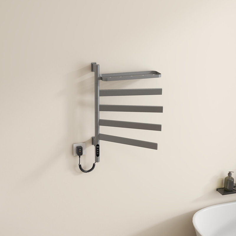 Smart Rotating Heated Towel Rack For Bathroom, Wall-Mounted Electric Towel Dryer With Swivel Bars, IPX5,  Towel Warmer With Wi-Fi App Control