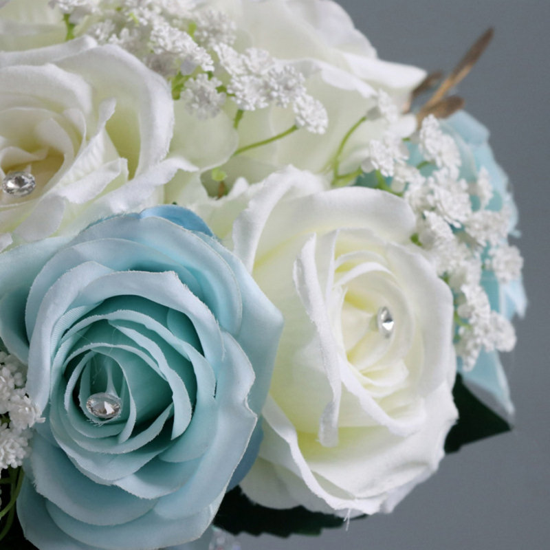 Bouquets de mariage pour les demoiselles d'honneur, Blanc / bleu clair