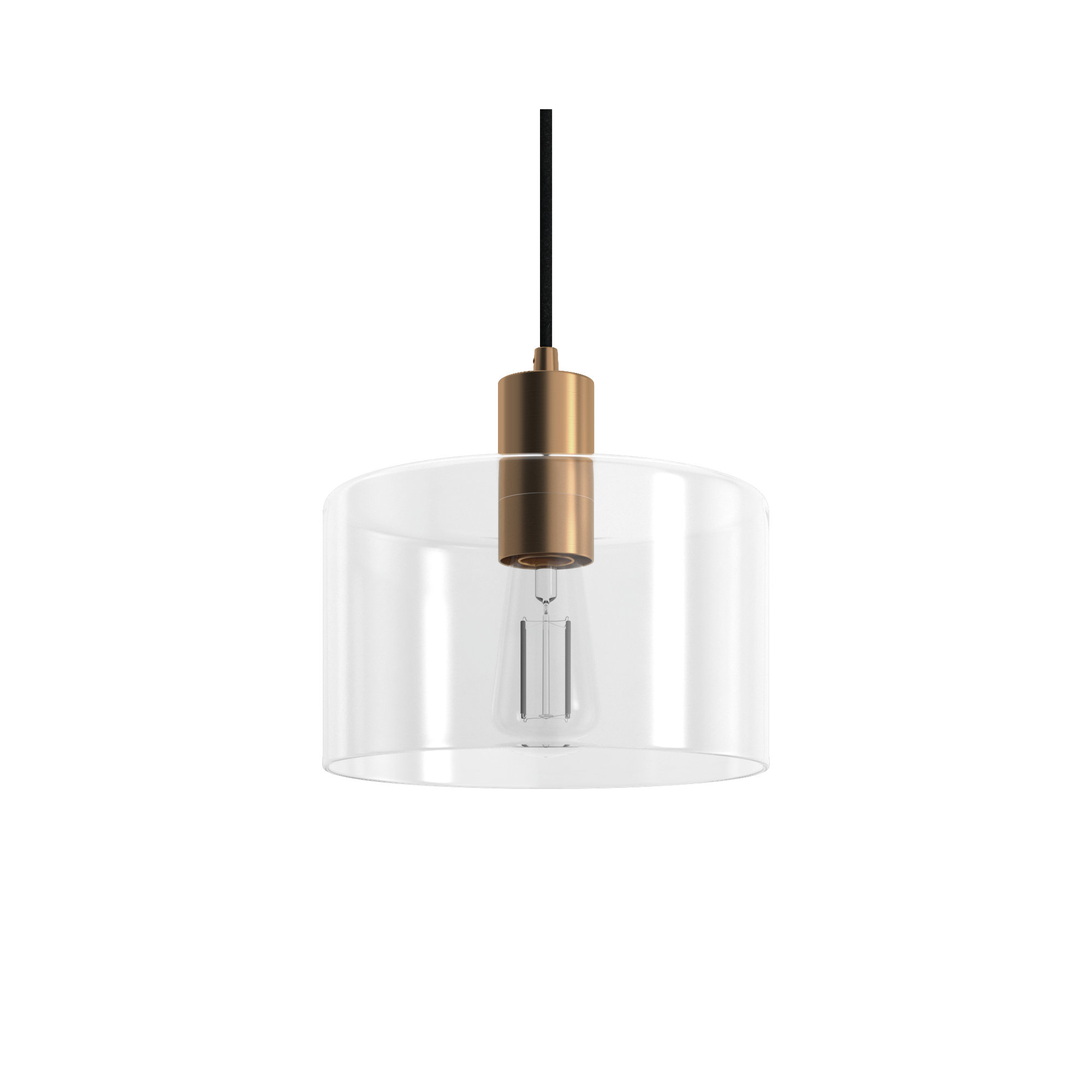 Henri Single Light Glass Dimmable Pendant, Brass, Clear