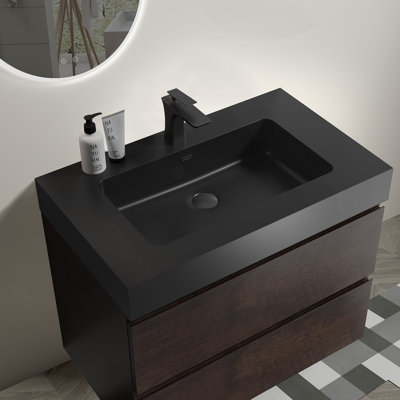Meuble-lavabo mural flottant avec lavabo et rangement