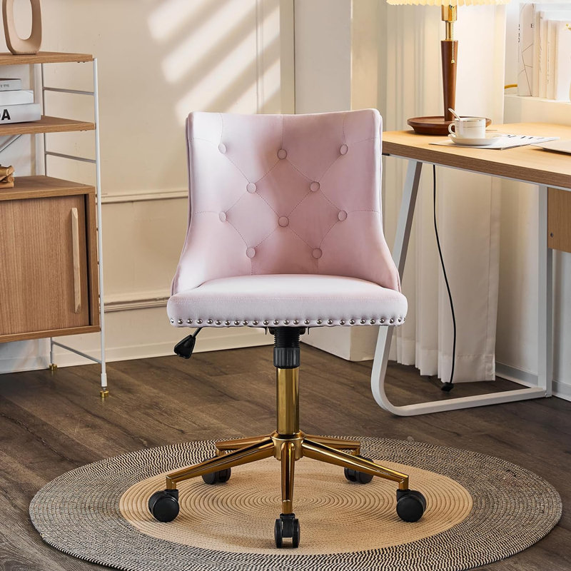 Matthias Task Chair Office Chairs Makeup chair, Gold, Pink