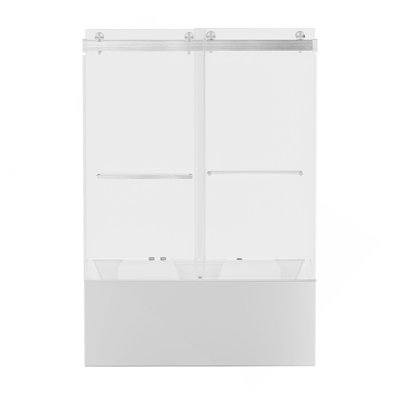 Porte de baignoire coulissante double sans cadre l 56-60 po x H 62 po, porte de douche bypass à fermeture douce