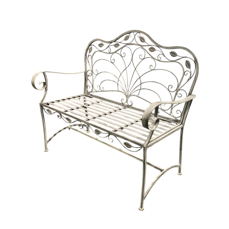 Metal Garden Bench, Grey