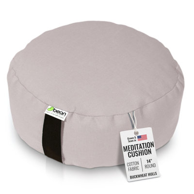 Zafu Meditation Pillow - Cotton Yoga Pillow for Sitting on Floor with Organic Buckwheat Fill, Zen Kneeling Prayer Pad - Round or Oval