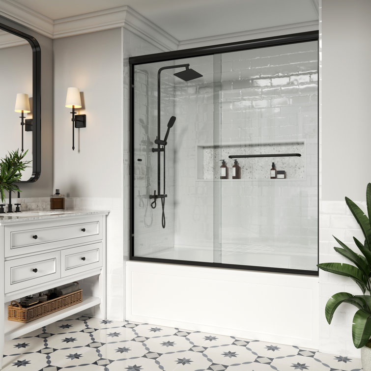 Opal Mirage MCOCOD 60" W x 66" H Double Smooth Sliding Semi-Frame Tub Door with 3/8"(10mm)Clear Glass