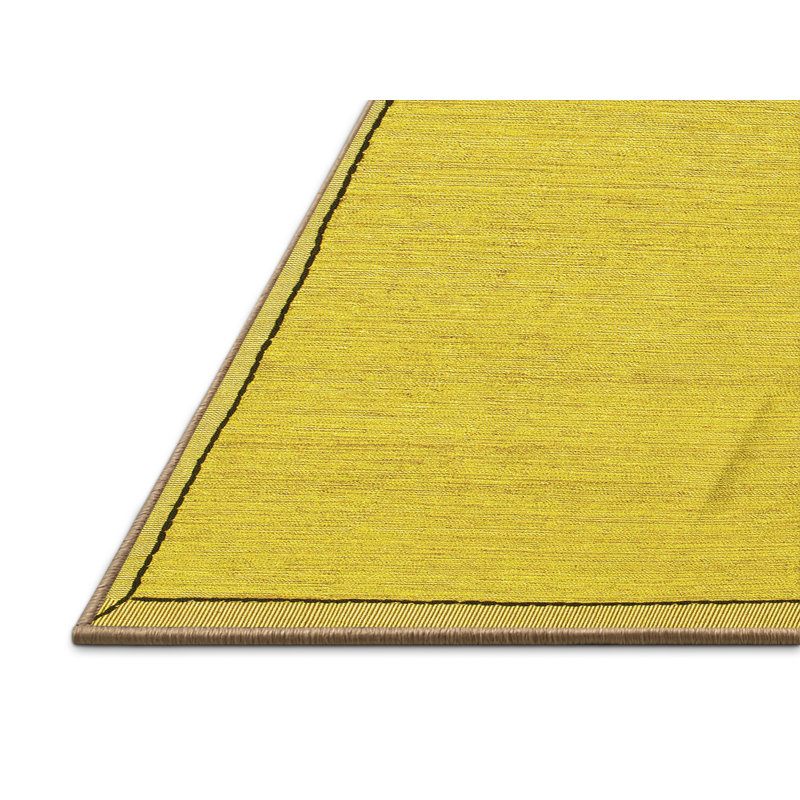 Tapis jaune en laine / polyester tissé à la machine Longville, Rectangle 2 pi x 3 pi
