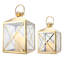 Ensemble de 2 grandes lanternes à bougie en acier inoxydable Mercer41 de 13 po de hauteur (rectangle doré)-1450780004