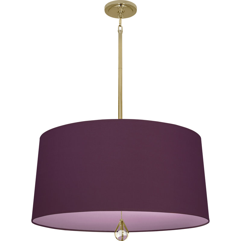Custis 3 - Light Drum Chandelier, Greenhow Grape/Ludwell Lilac Lining, Modern Brass