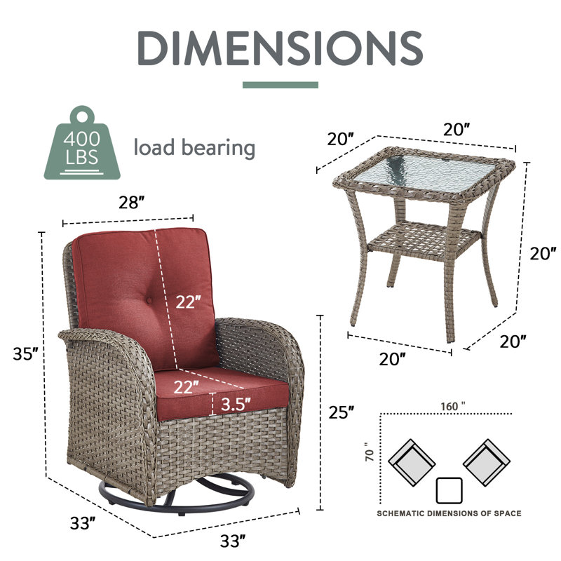 Chaise berçante pivotante en osier avec coussins Halit, Rouge