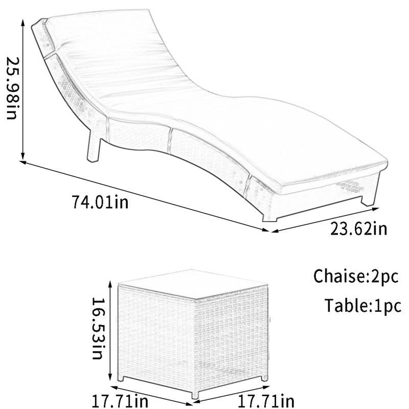 Ensemble de chaises longues écologiques en osier avec table