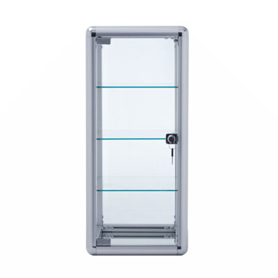 Aminatou Tempered Glass Counter Top Display Showcase with Sliding Glass Door and Lock