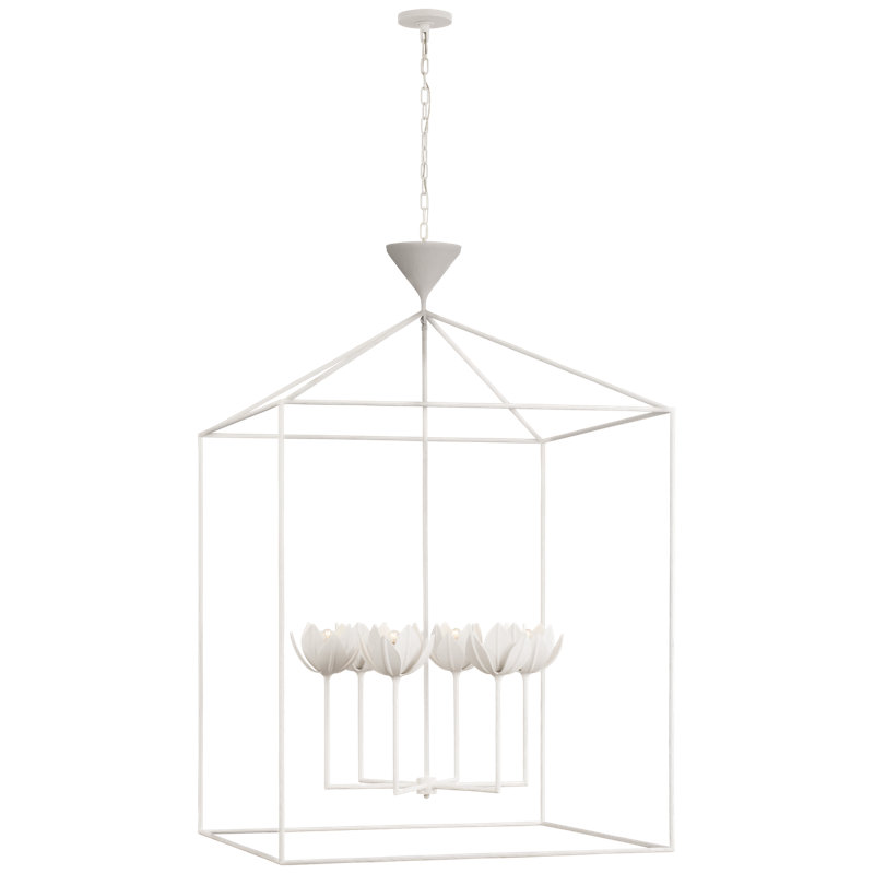 Alberto 6 - Light Chandelier, 59" H x 38" W x 38" D, Plaster White
