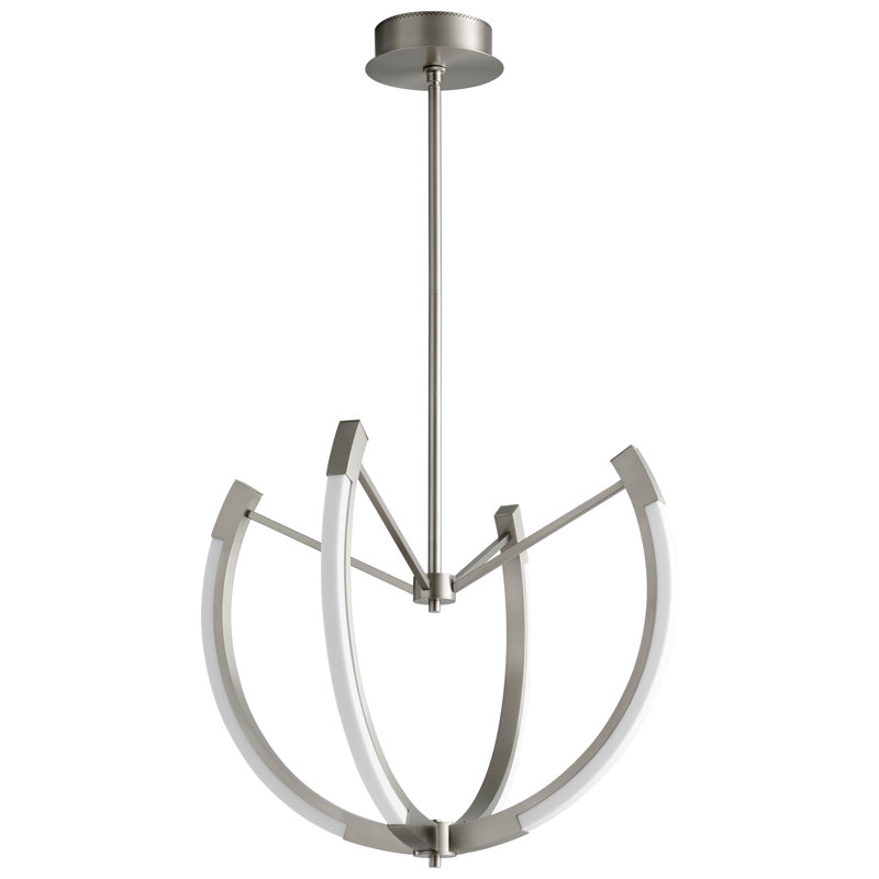 Lustre géométrique unique à 4 lumières Arends, H 38,37 po x l 28 po x P 28 po, Nickel satiné