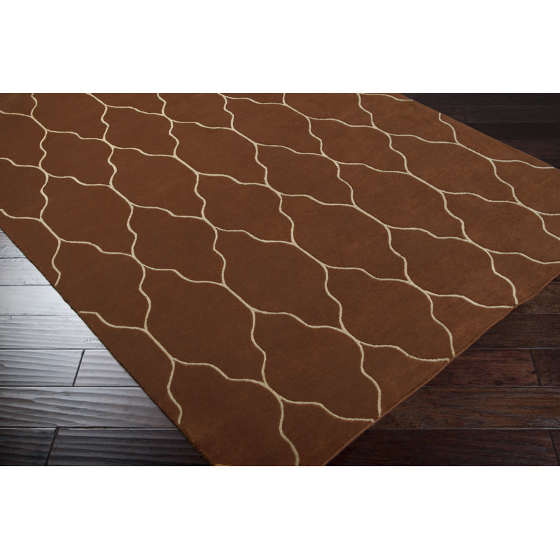 Tapis brun en laine noué à la main Moreton, Rectangle 8 pi x 11 pi