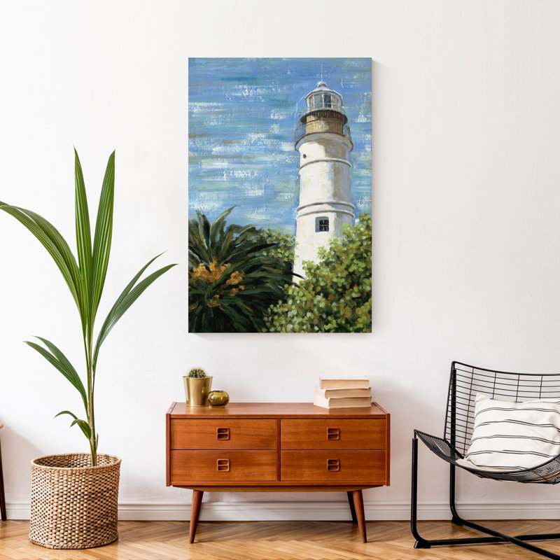 Phare dans le jardin sur toile, H 36 po x l 24 po x P 1,25 po, Sans cadre