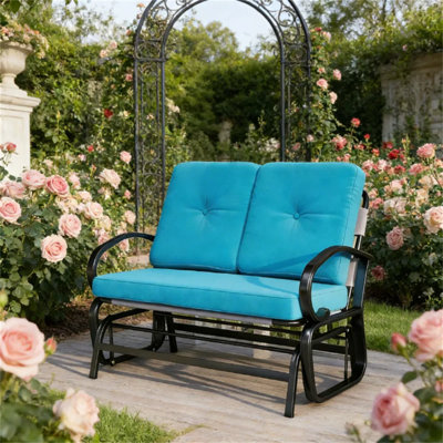 Causeuse de jardin à bascule pour 2 personnes, banc oscillant d'extérieur
