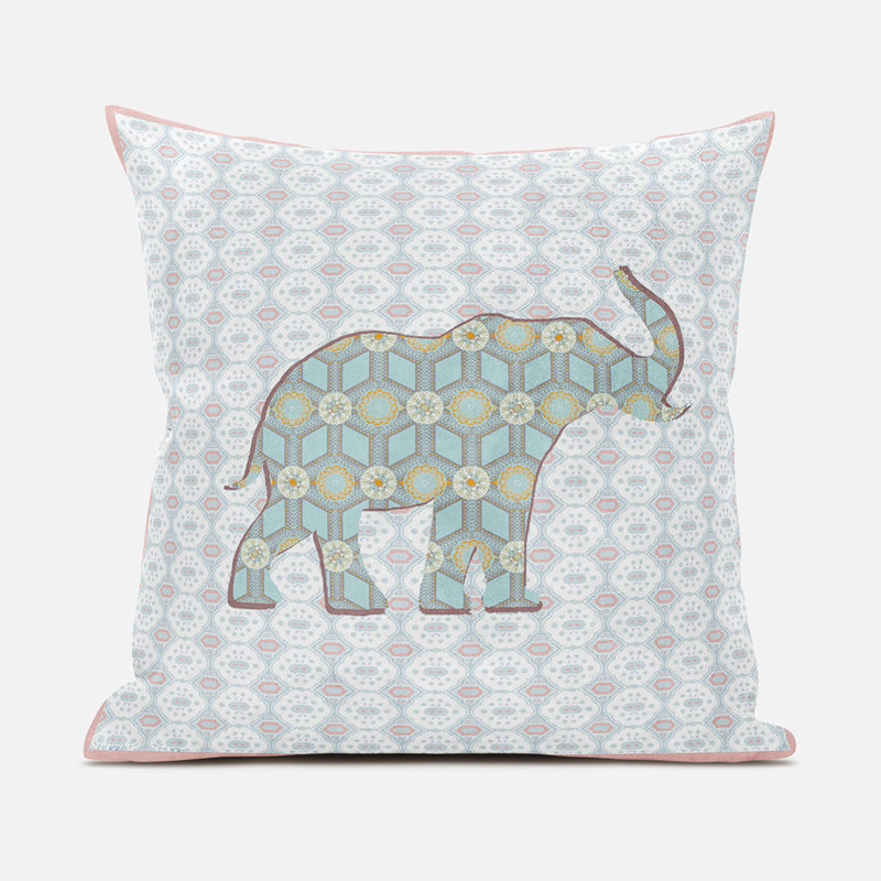  Housse et insert de coussin carré en polyester intérieur / extérieur, Blanc / Rose / Vert, 20 po x 20 po