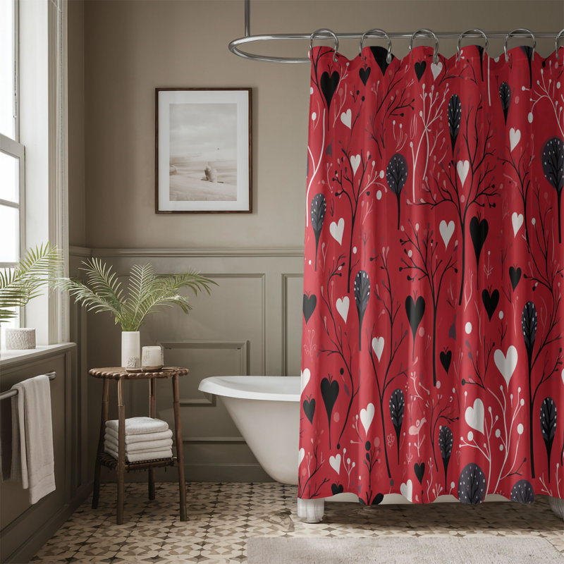 Rideau de douche 1 pièce Love Trace, H 74 po x l 71 po