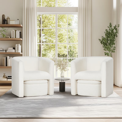 Kyah Upholstered Barrel Chair with Footstool