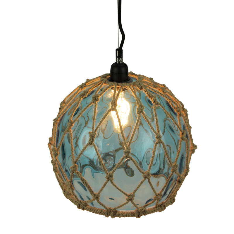 Luminaire suspendu en verre bleu marine Akem