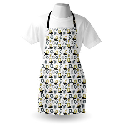 Ambesonne Lion Apron Unisex Hand Drawn Animal Adult Size White Multicolor