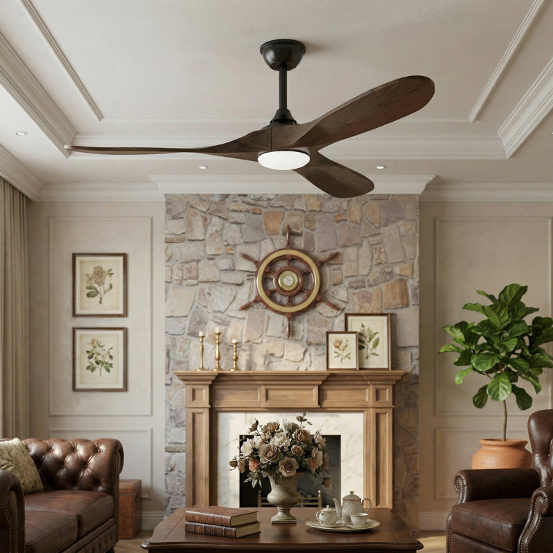 Khalidah 59.8" Ceiling Fan With Lights Remote Control Indoor Outdoor Ceiling Fans Noiseless Reversible DC Motor