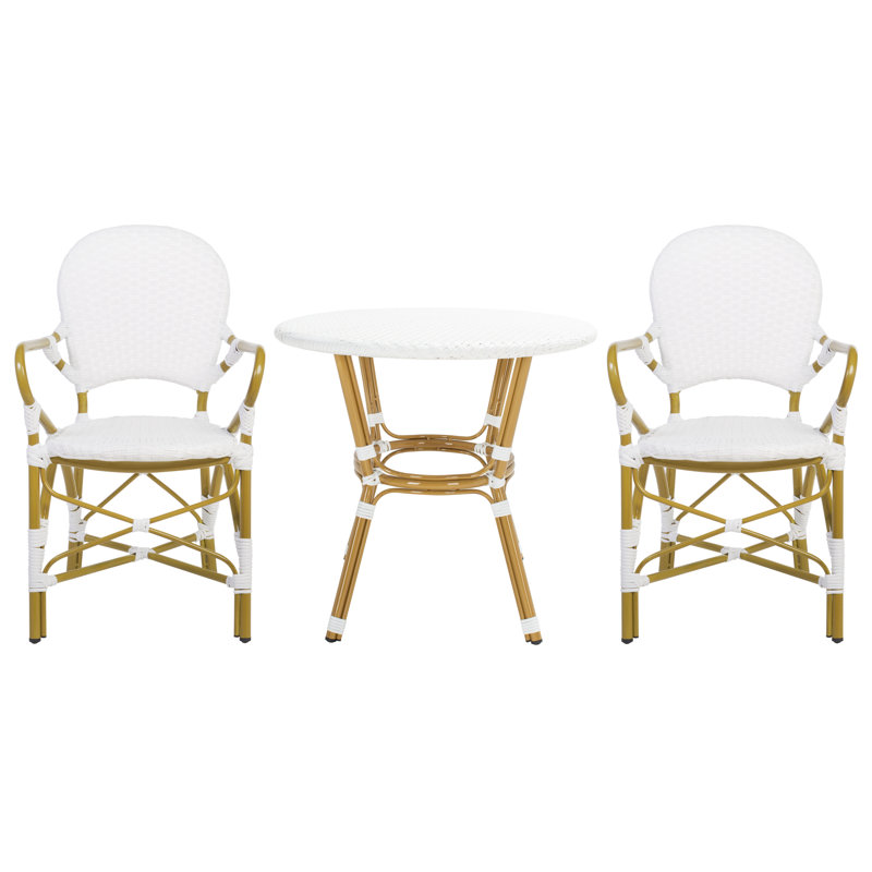 Ensemble bistro 3 pièces avec chaises empilables Bernest, Blanc