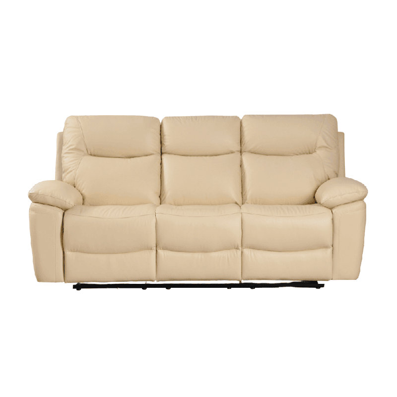 Celarian Genuine Leather Electric Power Recliner 3 Seater, Cream