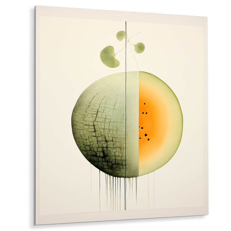 Minimalist Cantelope Essence I - Melon Metal Wall Art, 32" H x 16" W x 1" D