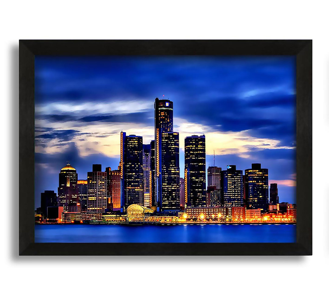 Gerahmtes Poster Die Stadt der Lichter Blau Golden in Canvas